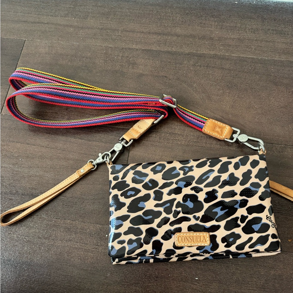 Consuela Blue and Leopard Print Bag